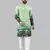 Green rayon crochet floral printed kurta for men