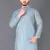 Aqua blue rayon crochet printed kurta for men