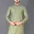 Green rayon crochet printed kurta for men