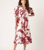 Red printed cotton purna mulberry long dresses