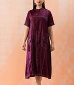 Burgundy plain cotton niharika mulberry long dresses