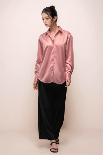 Pink satin shirt