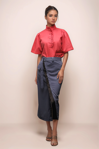 Coral pink frill shirt
