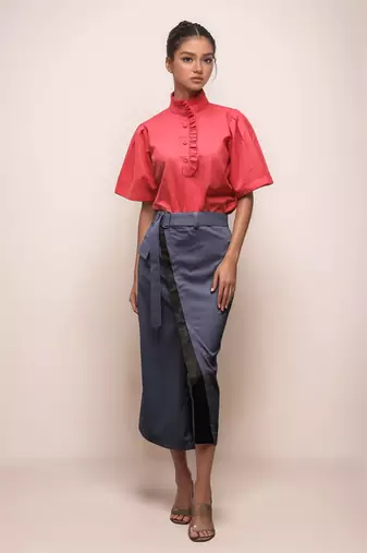 Coral pink frill shirt