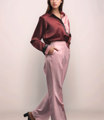 Maroon yoked satin shirt