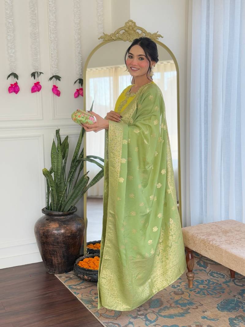 Women's Beautiful Chanderi Viscose Embroidered Straight Kurta with Pant And Dupatta Set