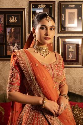 Orange Bridal Lehenga choli 2