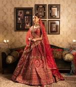 Red Bridal Lehenga With cutdana design