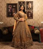 Gold Net Lehenga with Heavy Embellished Rhinestones