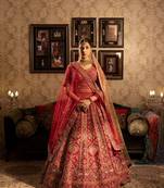 Red Silk Bridal Lehenga with sequins and cutdana embelishment