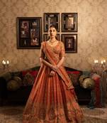 Rust Bridal Lehenga with Cutdana Sequins Embellishment and Double Dupatta