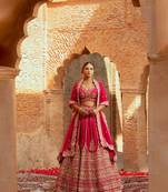 magenta Velvet Bridal Lehenga choli