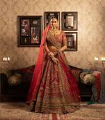 red Bridal kali lehenga choli