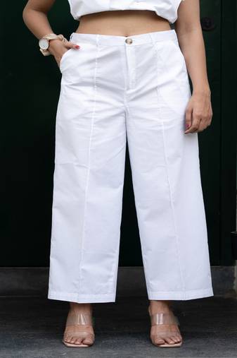 White  cotton  formal pants
