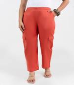 Peach cotton  solid cargo pant