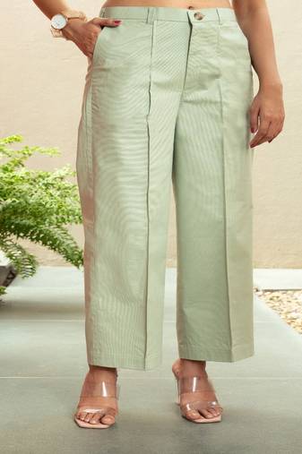 Pista green  cotton  formal pants