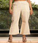 Yellow striped  cotton  pants