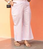 Pink striped  cotton  pants