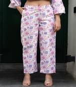 White floral printed  cotton  pants