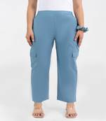 Light blue cotton  solid cargo pant