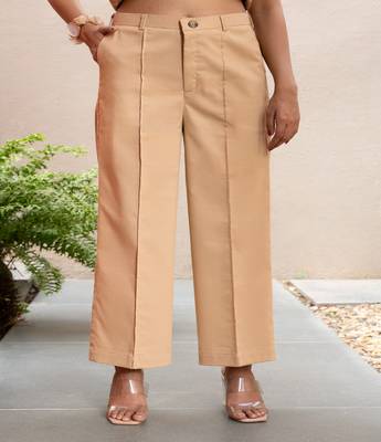 Beige  cotton  formal pants 1