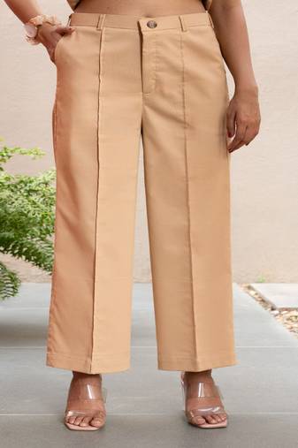 Beige  cotton  formal pants