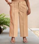 Beige  cotton  formal pants
