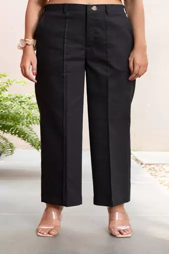 Black  cotton  formal pants