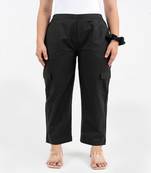 Black cotton  solid cargo pant