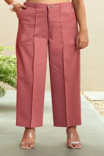 Mauve  cotton  formal pants