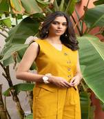 Mustard  cotton  formal pants