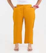 Chrome cotton  solid pant with leaf bottom