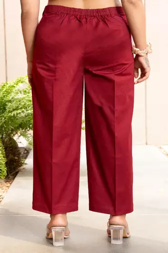 Maroon  cotton  formal pants