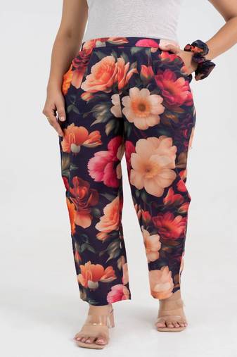 Bold floral printed cotton  pant