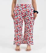 Off white floral printed cotton  pant