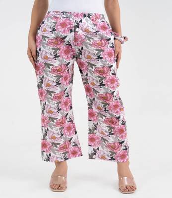 Pink floral printed relaxed fit cotton  pant 1