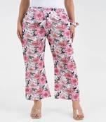 Pink floral printed relaxed fit cotton  pant