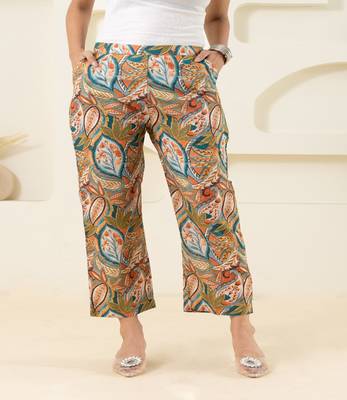 Abstract multicolour printed paisley cotton  pant 1