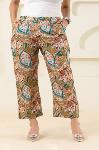Abstract multicolour printed paisley cotton  pant