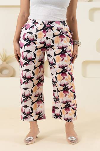 Off white printed cotton  pant