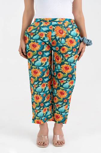 Sunflower printed straight fit cotton  pant