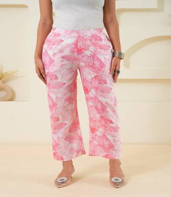 Abstract floral line printed cotton  pant 1