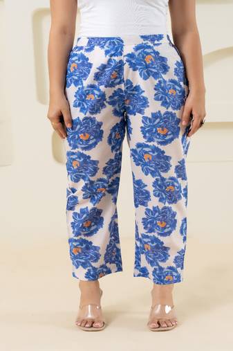 Off white printed cotton  pant