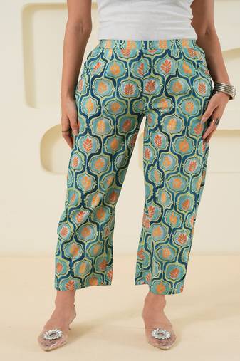 Multicolour Cotton Abstract Printed Pant
