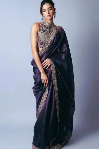wine Rangoli art Silk sequin saree With Blouse