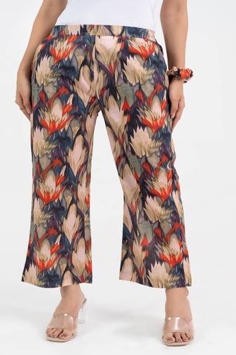 Abstract printed broad fit cotton  pant