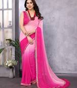pink Georgette sequin saree With Blouse Set