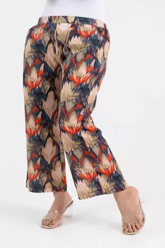 Abstract printed broad fit cotton  pant