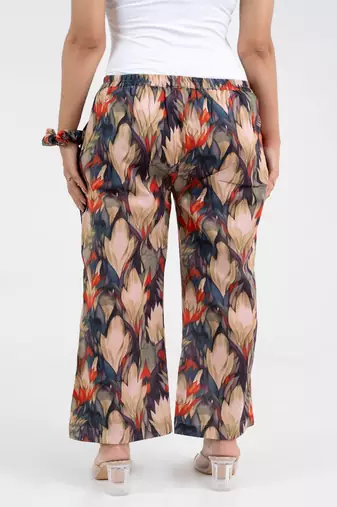 Abstract printed broad fit cotton  pant