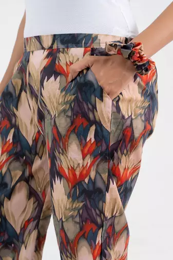 Abstract printed broad fit cotton  pant